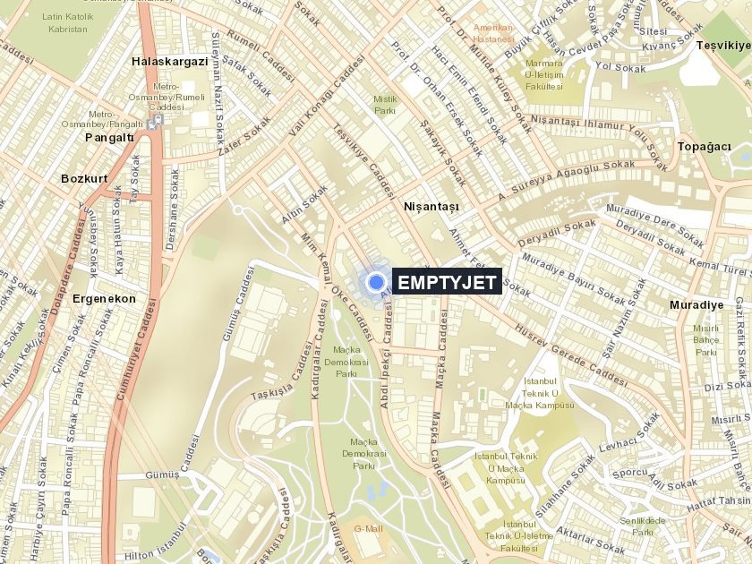 Street plan of Nişantaşı with the Louis Vuitton Orjin Building marked